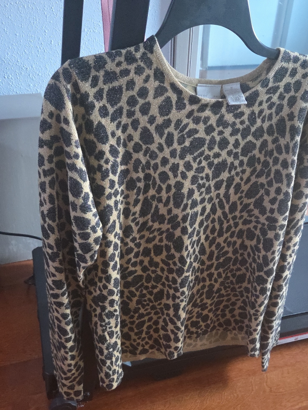 Emma James Leopard Print Crewneck Sweater - Tan and Black